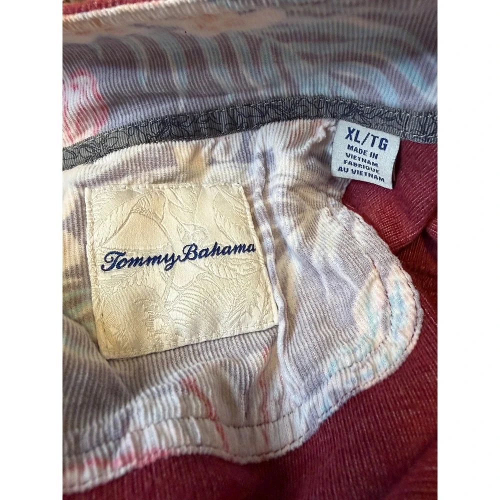 Tommy Bahama Pullover Mens XL Red Quarter Button Knit Sweatshirt Coastal Casual